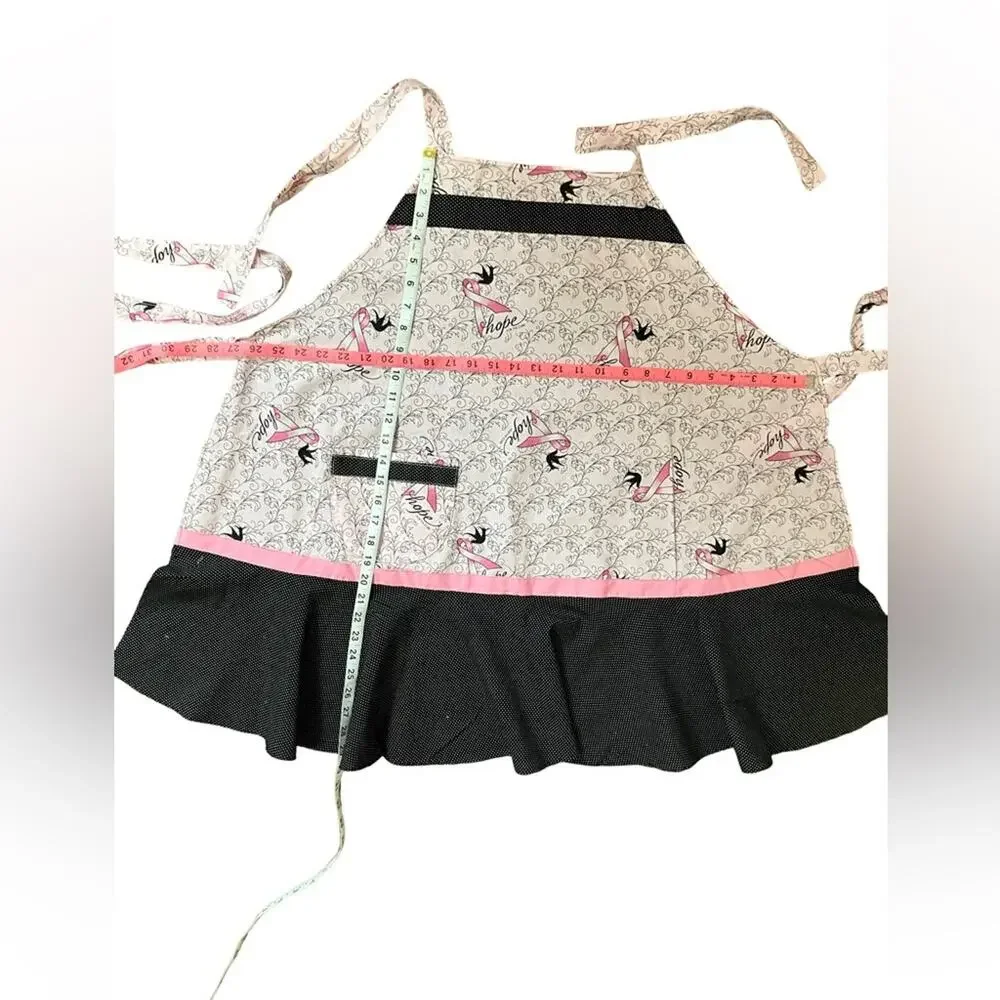 Chic Pink and Black Kitchen Apron Cancer Awareness